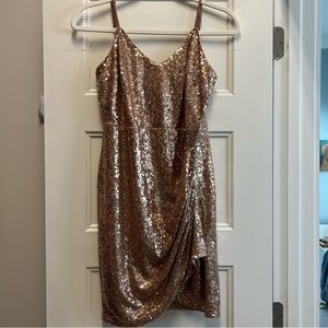 Lulus Gold Sequin Mini Dress